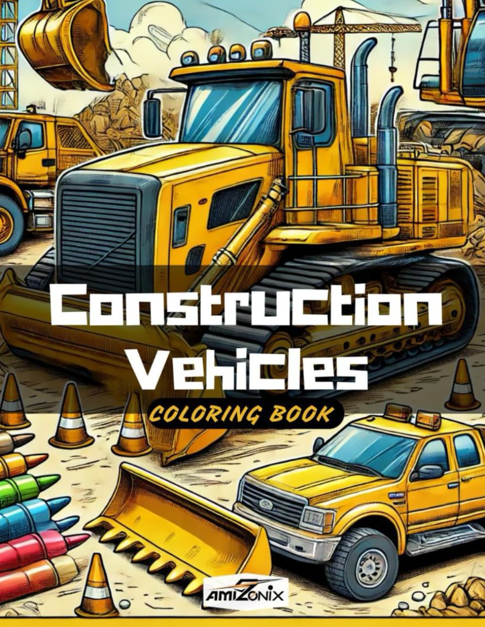 Construction Vehicles Coloring Book